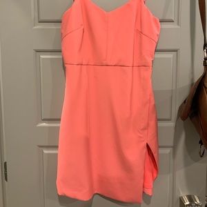 Boutique hot pink cocktail dress with slit